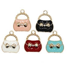 Cute Enamel series Bag Charms Bow Handbag Pendant For Jewelry Making DIY Bracelet Earrings Necklace Girls Gift Findings 2024 - buy cheap