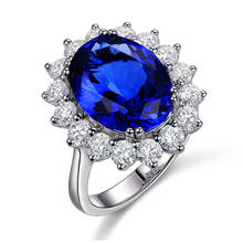 Miqiao prata chapeado tanzanite oval azul pedra de cristal de luxo anéis para mulheres menina amante casamento noivado amigos presente jóias 2024 - compre barato