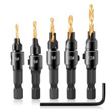 5pcs Countersink Drill Woodworking Drill Bit Set Drilling Pilot Holes For Screw Sizes #5 #6 #8 #10 #12 Hand Tools 2024 - buy cheap