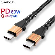 Twitch USB Type C to USB C Cable For Xiaomi Mi 8 9 60W PD QC 4.0 USBC Fast Charge USB-C For Macbook Samsung Galaxy S10 S9 Type-C 2024 - buy cheap