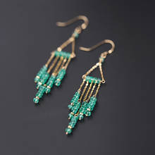 DMBS447 Emerald Earrings Female Gemstones Natural 18k Gold Niche Designer Custom 2024 - buy cheap