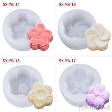 Round Peach Blossom Moon Cake Silicone Molds Handmade Soap Moulds Candle Mold Mousse Cake Jello Fondant Silicone Mold 2024 - buy cheap