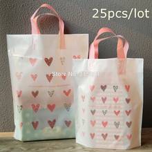 Pink heart gift bags,plastic shopping bags, Cloth Gift Packaging Pouches,  25pcs/lot 2024 - buy cheap