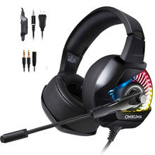 ONIKUMA K6 игровая гарнитура casque PC Gamer Bass Stereo проводные наушники с микрофоном для PS4 новая Xbox One компьютер ноутбук 2024 - купить недорого