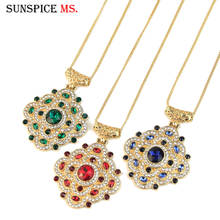 Sunspicems Fashion Moroccan Sunflower Pendant Necklace for Women Gold Color Accesories Crystal Summer Wedding Jewelry Gift 2020 2024 - buy cheap