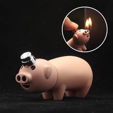 Funny Piggy Gas Lighters Cigarette Cigar Pipe Mini Gadgets for Men Gift Smoking Accessories Unusual Lighters 2024 - buy cheap