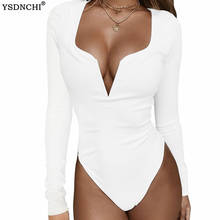 Ysdnchi-macacão sexy preto, roupinha skinny de manga comprida, top branco feminino 2024 - compre barato