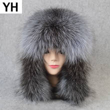 Outdoor Unisex Winter Russian Real Fox Fur Hat Warm Soft Quality Real Raccoon Fur Bombers Cap Luxury Real Sheepskin Leather Hats 2024 - buy cheap