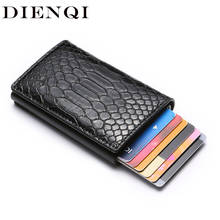 Dienqi rfid-carteira e porta cartões masculina, porta dinheiro, vintage, preta, pequena, de couro, fina, nova 2024 - compre barato
