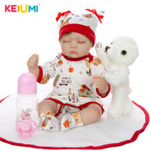 Keiumi bonito 17 Polegada olhos fechados como dormir boneca renascer menina silicone bebê reborn boneca com cabelo enraizado para o presente do dia de natal 2024 - compre barato