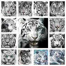 5D Diy-pintura de diamante con tigre, Animal, punto de cruz blanco y negro, Kits de bordado de diamantes, mosaico para decoración del hogar 2024 - compra barato