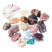 16-18 pçs/set mix rock raw natural pedra cristal ametista cluster caixa mineral para espécime 2024 - compre barato