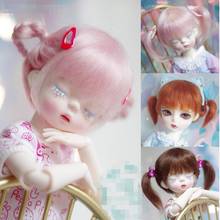 BJD Doll peluca 1-3 1-4 1-6 tamaño peluca Mohair Rosa marrón doble coleta Accesorios 2024 - compra barato