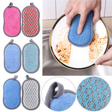 Esponja de limpeza dupla face esponja de cozinha para lavar pratos cozinha scourer pan escova ferramentas multi-função almofadas de limpeza 2024 - compre barato