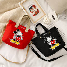 Disney-bolso de hombro de Mickey mouse para mujer, bandolera de lona con dibujos animados de minnie, bolso de compras para estudiante 2024 - compra barato