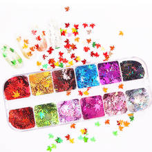 1 Box Winter Nail Art Decorations Leaf Laser Shiny Nail Glitters Charm Sequins Accessory Thin Sliders For Nails 3D Manicure Tips 2024 - buy cheap