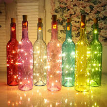 Cadena de botellas de vino led con corcho, 20 luces LED para botella, corcho de batería para decoración de fiesta, Día de San Valentín, boda, hogar, 2M 2024 - compra barato