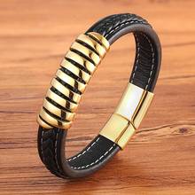 TYO Stainless Steel Magnetic Clasp Genuine Men Bracelet Black Handmade Jelwelry Charm Bangle Punk wristband Gift For Boy Friend 2024 - buy cheap