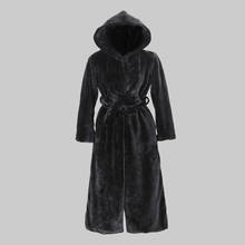 Women Faux Fur Mink Jacket Coat Long Belt With Hooded Winter Thick Warm Fur Jacket Outerwear Women White Black Faux Fox Fur Coat 2024 - buy cheap
