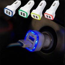 Universal luz led duplo 2 porto 2.1a + 1a usb carregador de carro para samsung apple telefone celular 2024 - compre barato