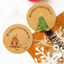 Etiqueta Adhesiva redonda de embalaje, etiqueta de sellado de embalaje de regalo para panaderos, búho y árbol de Navidad, 102 Uds. 2024 - compra barato