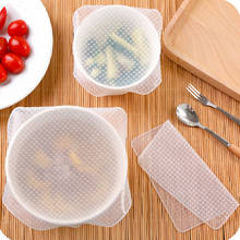 4Pcs/set Sealed Silicone Cling Fresh Food Cover  Kitchen Stretch Fresh Keeping Container Kitchen Tool Lid Wrap Tool Gadget Sets 2024 - buy cheap