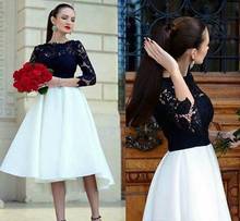 2021 Black Lace Top Short Bridesmaid Dresses A Line White Skirt Garden Country Formal Wedding Party Guest Maid of Honor Gown 2024 - buy cheap