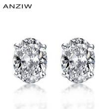 Fashion 925 Sterling Silver Round Cut CZ Stud Earrings Silver 6x8mm 4 Prongs Stud Earring Women Wedding Party Jewery Gift 2024 - buy cheap