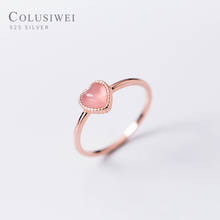Colusiwei Authentic 925 Sterling Silver Heart Finger Rings for Women Elegant Natural Opals Adjustable BAND for Wedding Jewelry 2024 - buy cheap