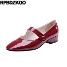 Red Wine Genuine Leather Chinese Low Heel Black Ladies Women Round Toe Mary Jane Comfortable Designer Shoes China 2021 Patent 2024 - buy cheap