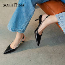 SOPHITINA Fashion Style Genuine Leather Female Thin Heel Chain Dress Soft Spring Autumn Pointed Toe Shoes Women 2021 New FO72 2024 - buy cheap
