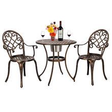 Conjunto de muebles para exteriores de aluminio fundido, conjunto de mesa y sillas con cubeta de hielo de bronce, Patio Bistro de 3 piezas, estilo europeo 2024 - compra barato