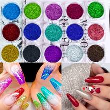 12 Box  Holographic Laser Nail Glitter Powder Sparkly Gold Silver Nail Fine Glitter Dust Nail Art Decorations 2024 - buy cheap