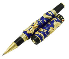 Jinhao-Bolígrafo de Dragon Rollerball azul Cloisonne, doble pluma con recarga de tinta lisa, regalo de escritura artesanal avanzado para negocios, graduación 2024 - compra barato