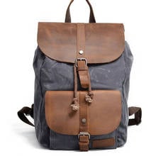 Fashion Waterproof Waxed Canvas Backpack Men Leather Ruckpack Travel Women Backpack Teenager Bagpack Knapsack 2024 - buy cheap