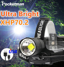 XHP-70.2 led Headlamp XHP50 Fishing Camping headlight High Power lantern Head Lamp Zoomable USB Torches Flashlight 18650 2024 - compre barato