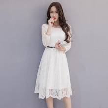 autumn Lace Elegant A Line Women Dress Sashes Full Sleeve Long Ladies Dresses 2020 Korean Style Work Office Femme Vestidos  Z634 2024 - buy cheap