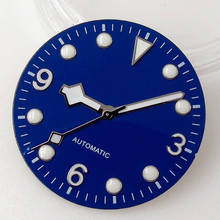 Nlolgo relógio verde luminoso de aço 29.2mm azul verde, mostrador com movimento nh35a 2024 - compre barato