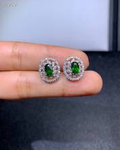 Atraente claro verde diopside brincos para mulheres jóias ovais natural gem real 925 prata feminino brincos presente birthstone 2024 - compre barato