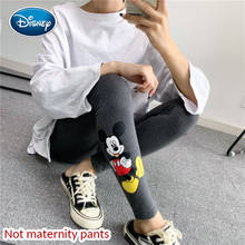 Novo mickey impresso calças femininas primavera outono, calças leggings de três pontos algodão bordado desenho elástico 2024 - compre barato