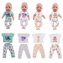 7 Styles Top+Pants Suits Cute Cartoon Animals Doll Clothes For18 Inch American & 43Cm Baby New Born Doll Accessories,Girls Toy 2024 - buy cheap