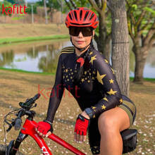 Kafitt Pro Team Triathlon Fato de triatlo feminino de manga comprida de ciclismo em malha malha meia-calça Jumpsuit Maillot ciclismo feminino 2024 - compre barato