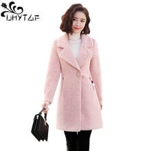 UHYTGF Water velvet Women Coat wool outerwear Plus size warm woolen blends female elegant Thicken winter woolen coat Women X688 2024 - buy cheap