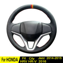 Автомобильный чехол на руль для Honda Fit City Jazz 2015 2014 HRV HR-V 2016 черная искусственная кожа DIY износостойкая Нескользящая 2024 - купить недорого