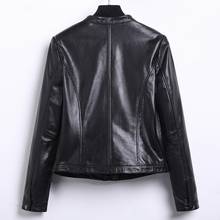 Cuero genuino jaqueta feminina jaquetas de couro de carneiro primavera outono preto curto fino motocycle streetwear 5512 mf166 2024 - compre barato