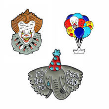 Cartoon Circus Tears Elephant Metal Enamel Brooch Grimace Clown Balloon Badge Pin Fun Trendy Costume Backpack Jewelry Gift 2024 - buy cheap