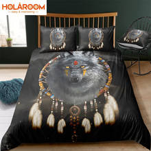 Conjuntos de cama pretos de lobo, estampa 3d, tecido de poliéster, capa de edredom com fronha, decoração de cama de quarto de casa 2024 - compre barato