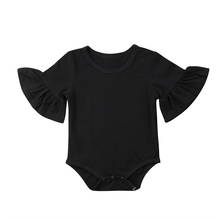 Одежда для новорожденных и маленьких девочек Комбинезон с расклешенными рукавами, комбинезон для девочек, летний костюм 3 цвета, белый/серый/черный, детские комбинезоны 2024 - купить недорого