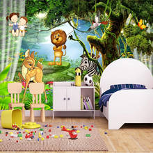 Papel tapiz fotográfico 3D, murales de animales de dibujos animados de bosque de ensueño, autoadhesivo para habitación de niños, impermeable, pegatina de pared, decoración del hogar 3 D 2024 - compra barato