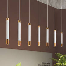 Thrisdar Golden Long Tube LED Pendant Lamps Nordic Kitchen Shop Bar Restaurant Counter Hanging Light Cylinder Pipe Pendant Light 2024 - buy cheap